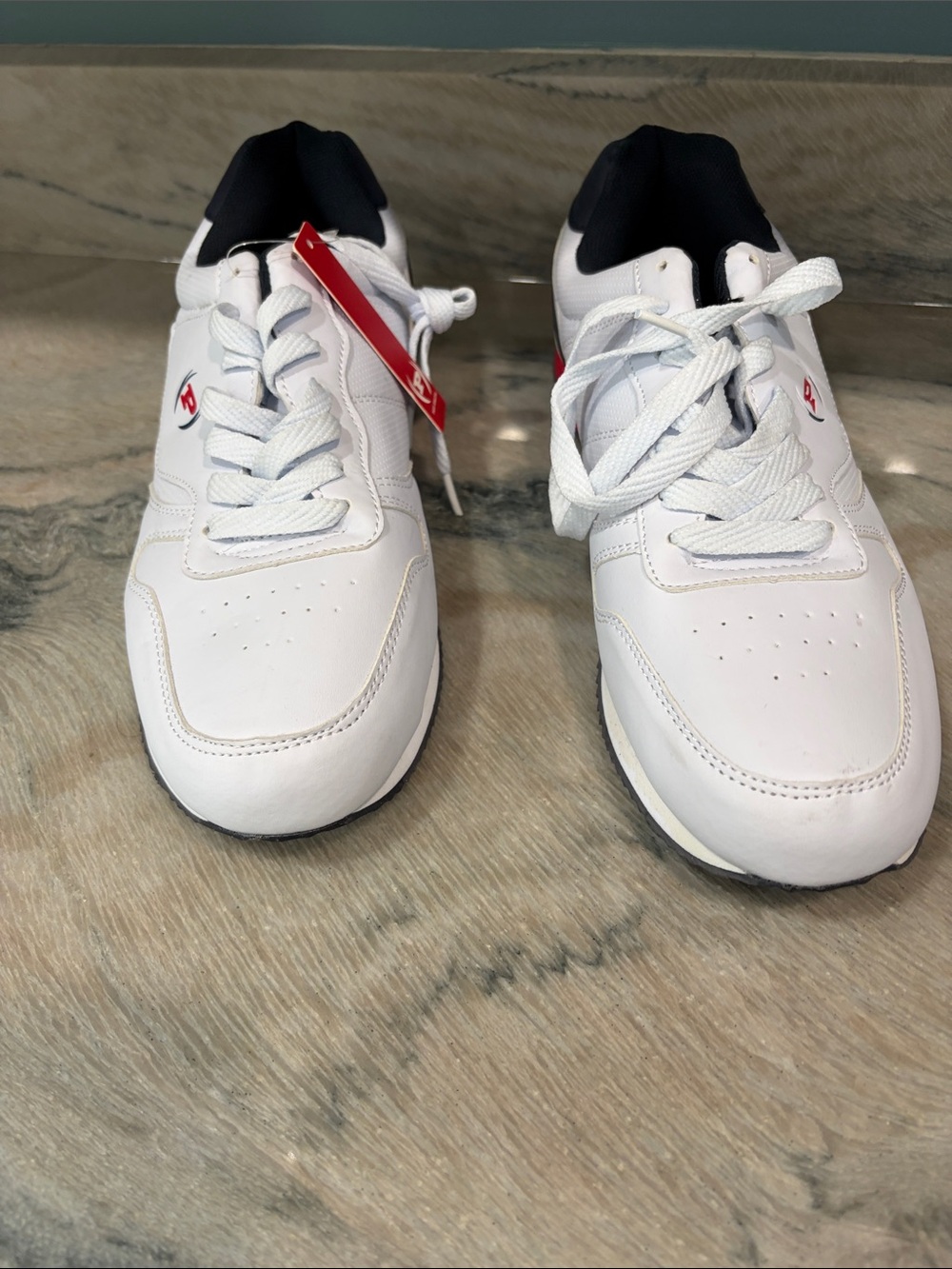 Men’s White Athletic Sneakers with Black Collar - Unbranded